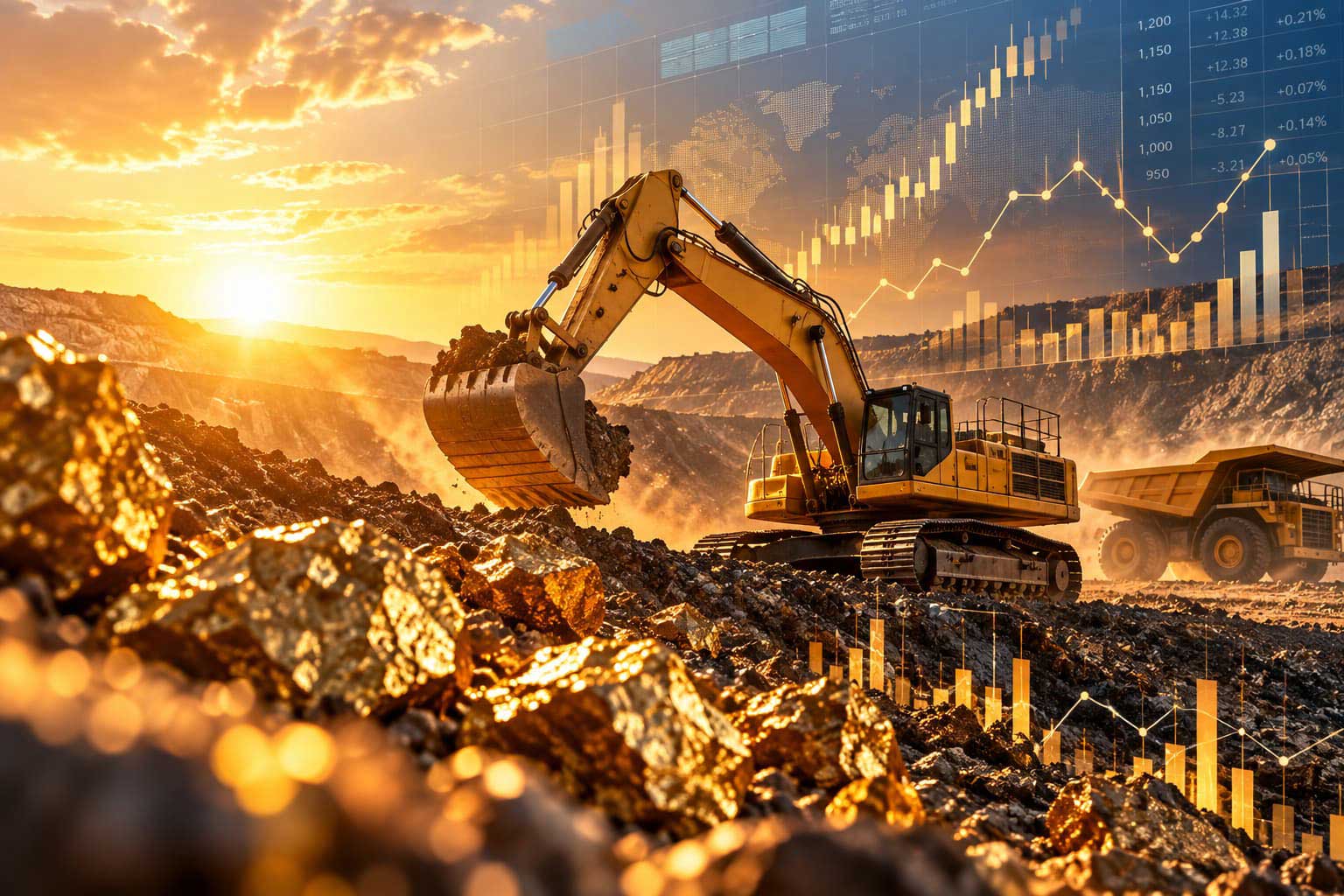 Gold mining operations representing investment in gold through mining companies.